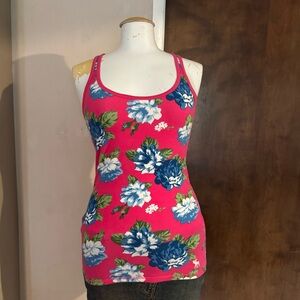 Abercrombie & Fitch Pink Floral Tank Sz Large Y2K Surfer Beachy